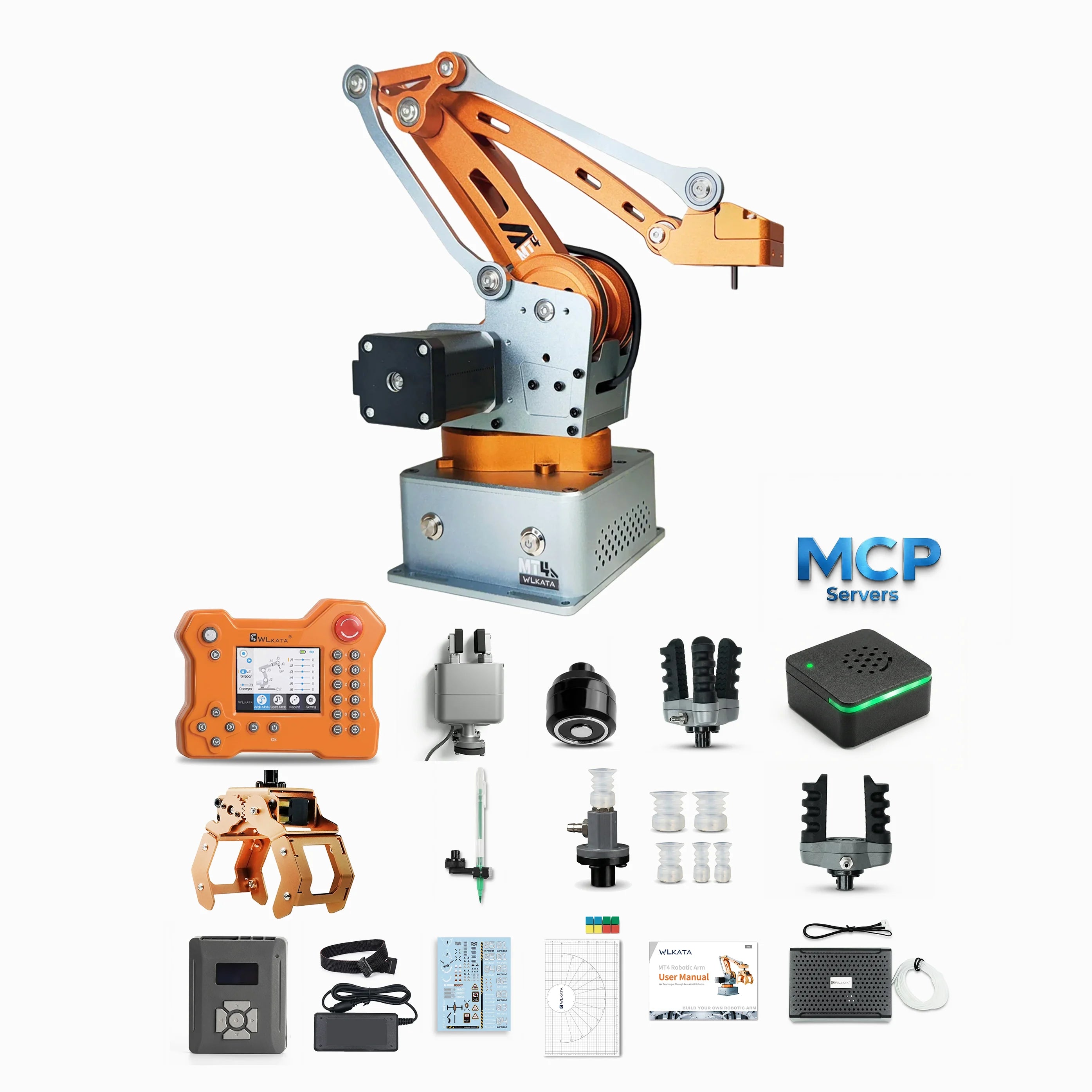 【WHAT WE WANT】 WWW_ARM ver.sabi WLKATA MT4 Advanced Kit | 0.1mm Metal 4 Axis Robotic Arm, ROS2 Arduino