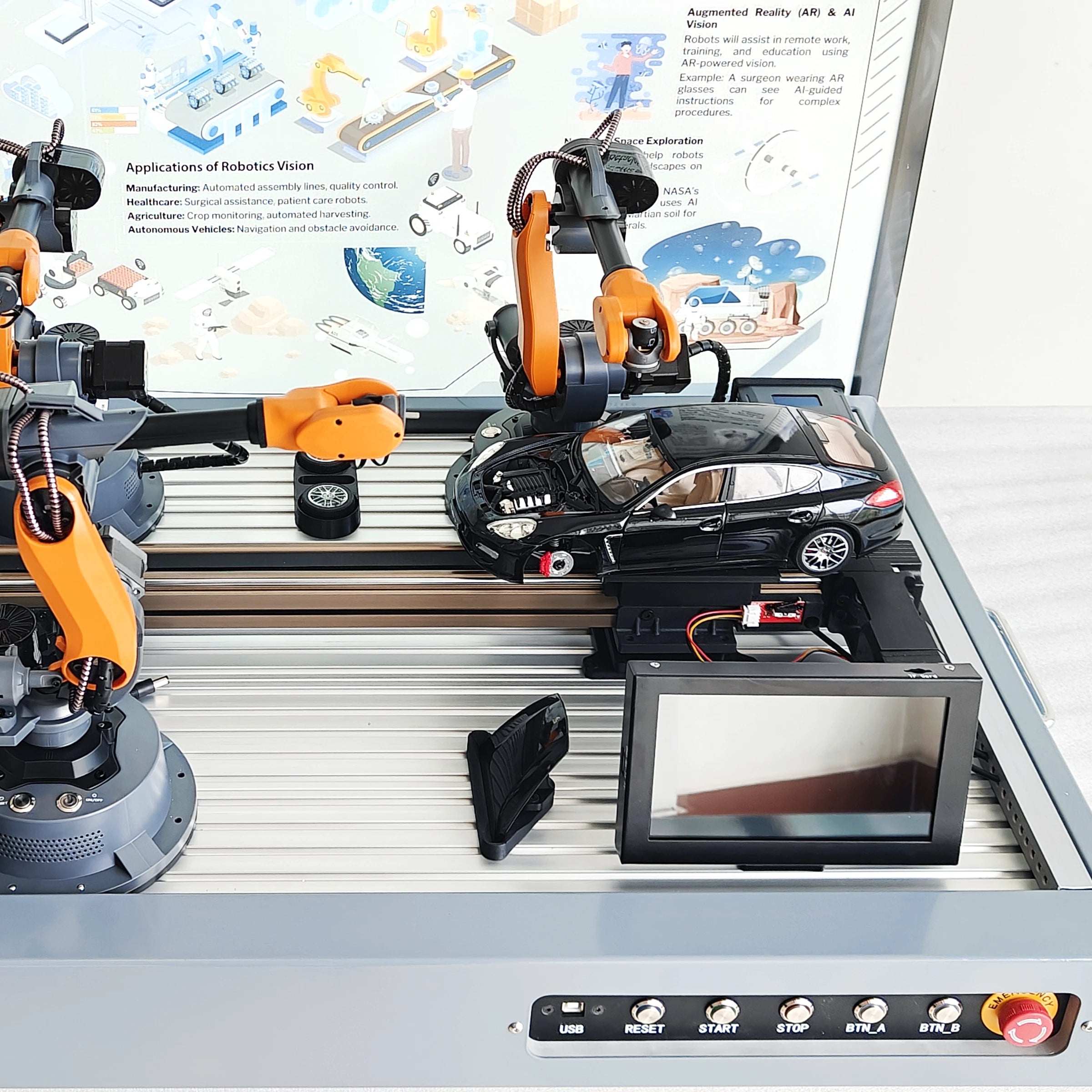 Automobile Assembly Cell (Mirobot) |Car Manufacturing Training Solution| Touch Screen