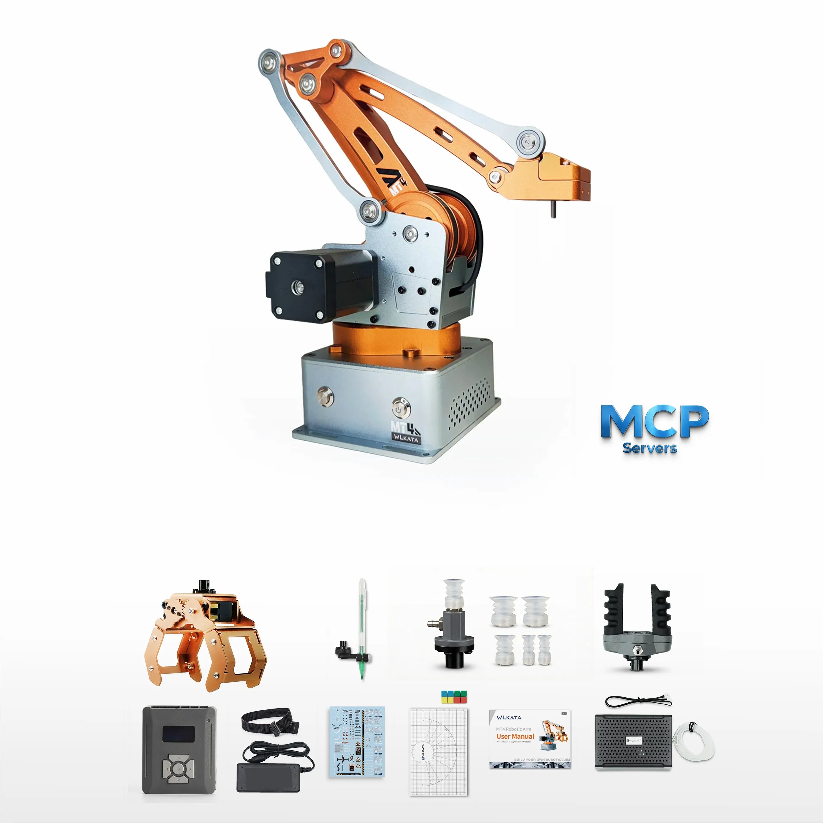 WLKATA MT4 Edu Kit | 0.1mm Metal 4 Axis Robotic Arm, ROS2 Arduino, Rebuildable