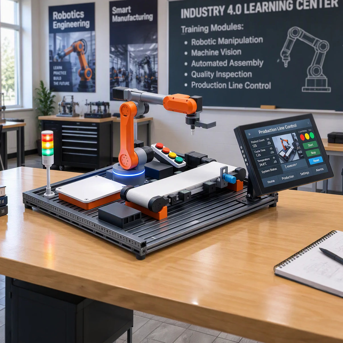 WLKATA MiroMAX CTE Advanced Robotics Workcell - Automation Vision Cybersecurity Education, Blockly Python ROS2