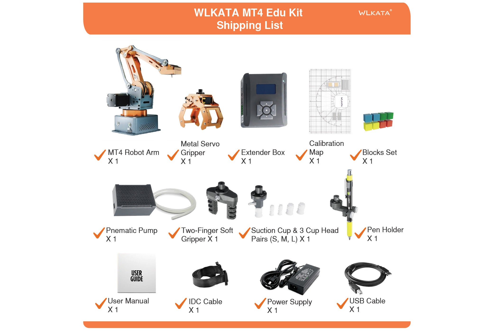 WLKATA MT4 Edu Kit | 0.1mm Metal 4 Axis Robotic Arm, ROS2 Arduino, Rebuildable